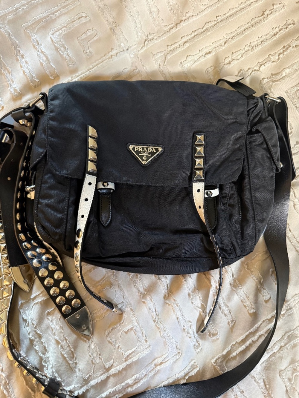 Prada studded crossbody bag